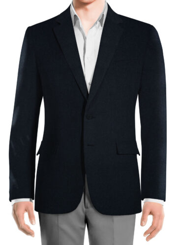 OCM Men's Wool Solids Thick  2.25 Meter Unstitched Tweed Jacketing & Blazer Fabric (Dark Blue)