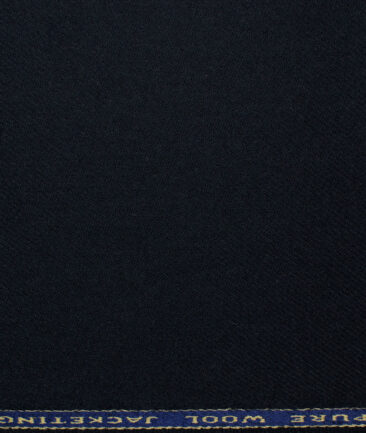 OCM Men's Wool Solids Thick  2.25 Meter Unstitched Tweed Jacketing & Blazer Fabric (Dark Blue)