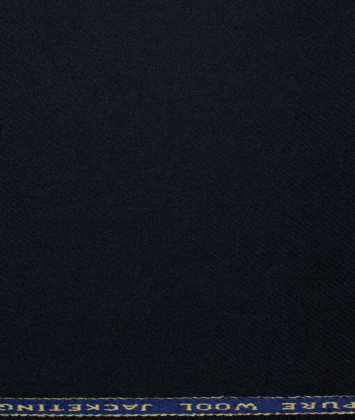 OCM Men's Wool Solids Thick  2.25 Meter Unstitched Tweed Jacketing & Blazer Fabric (Dark Blue)