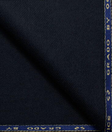 OCM Men's Wool Solids Thick  2.25 Meter Unstitched Tweed Jacketing & Blazer Fabric (Dark Blue)