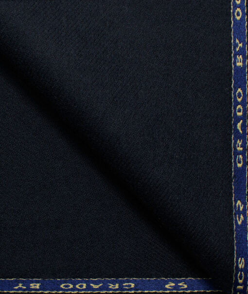 OCM Men's Wool Solids Thick  2.25 Meter Unstitched Tweed Jacketing & Blazer Fabric (Dark Blue)