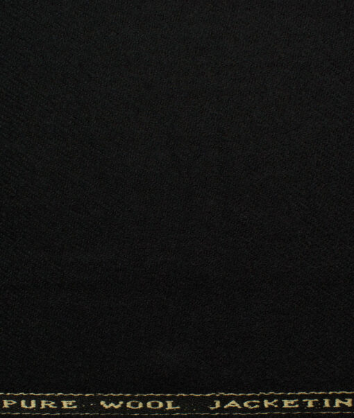 OCM Men's Wool Solids Thick  2.25 Meter Unstitched Tweed Jacketing & Blazer Fabric (Black)