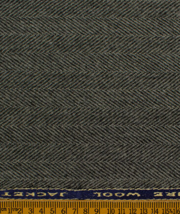 OCM Men's Wool Herringbone Very Thick  2 Meter Unstitched Tweed Jacketing & Blazer Fabric (Grey)