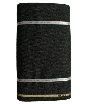 OCM Men's Wool Structured Thick  2 Meter Unstitched Tweed Jacketing & Blazer Fabric (Blackish Grey)