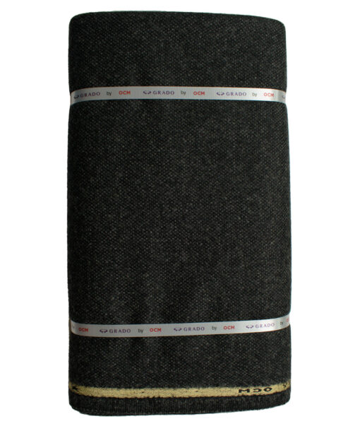 OCM Men's Wool Structured Thick  2 Meter Unstitched Tweed Jacketing & Blazer Fabric (Blackish Grey)