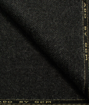 OCM Men's Wool Structured Thick  2 Meter Unstitched Tweed Jacketing & Blazer Fabric (Blackish Grey)