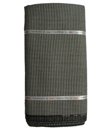 OCM Men's Wool Houndstooth Meduim  2 Meter Unstitched Tweed Jacketing & Blazer Fabric (White)