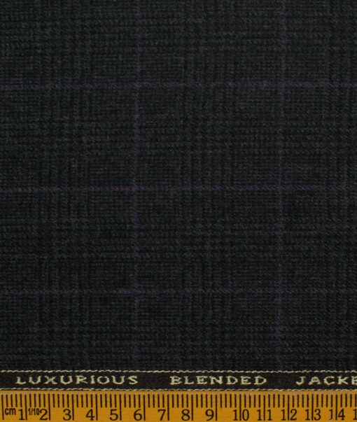 OCM Men's Wool Checks Very Fine  2 Meter Unstitched Tweed Jacketing & Blazer Fabric (Blackish Grey)
