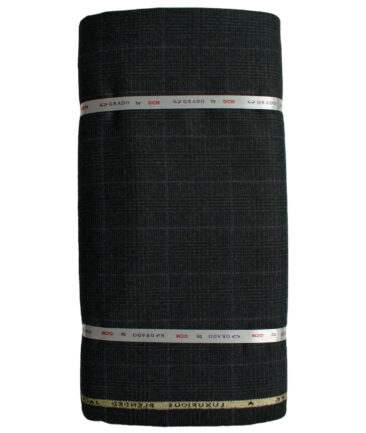 OCM Men's Wool Checks Very Fine  2 Meter Unstitched Tweed Jacketing & Blazer Fabric (Blackish Grey)