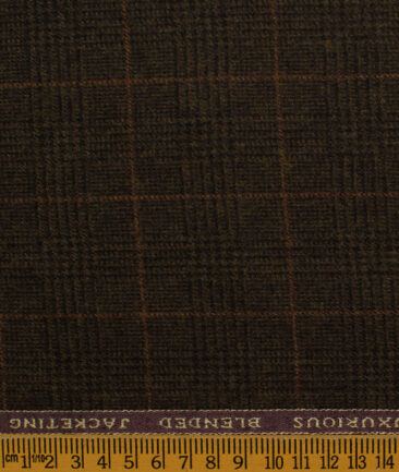 OCM Men's Wool Checks Fine 2 Meter Unstitched Tweed Jacketing & Blazer Fabric (Dark Brown)