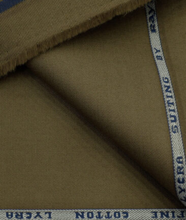 Raymond Men's Cotton Solids 1.50 Meter Unstitched Trouser Fabric (Brown)