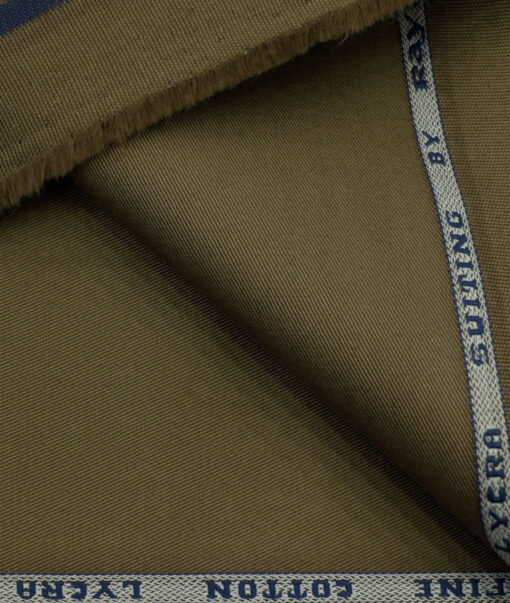 Raymond Men's Cotton Solids 1.50 Meter Unstitched Trouser Fabric (Brown)