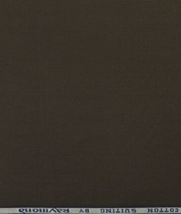 Raymond Men's Cotton Solids 1.50 Meter Unstitched Trouser Fabric (Dark Brown)