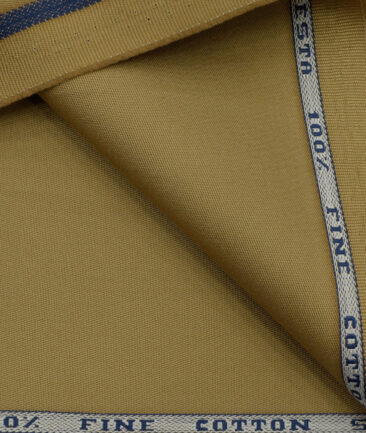 Raymond Men's Cotton Solids 1.50 Meter Unstitched Trouser Fabric (Granola Beige)