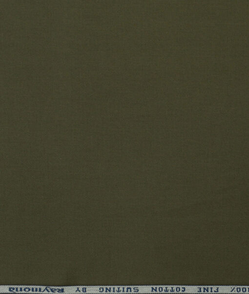 Raymond Men's Cotton Solids 1.50 Meter Unstitched Trouser Fabric (Green)