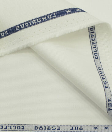 Raymond Men's Cotton Structured 1.50 Meter Unstitched Trouser Fabric (White)
