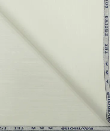 Raymond Men's Cotton Structured 1.50 Meter Unstitched Trouser Fabric (White)