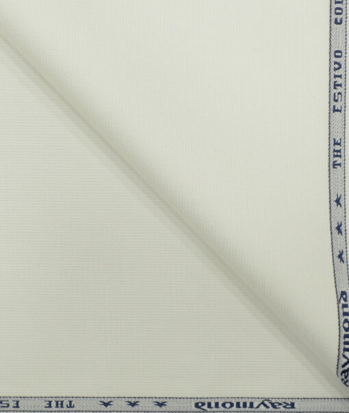 Raymond Men's Cotton Structured 1.50 Meter Unstitched Trouser Fabric (White)
