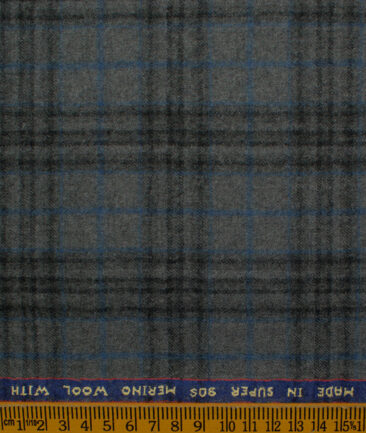 Raymond Men's Wool Checks Fine 2.20 Meter Unstitched Tweed Jacketing & Blazer Fabric (Grey)