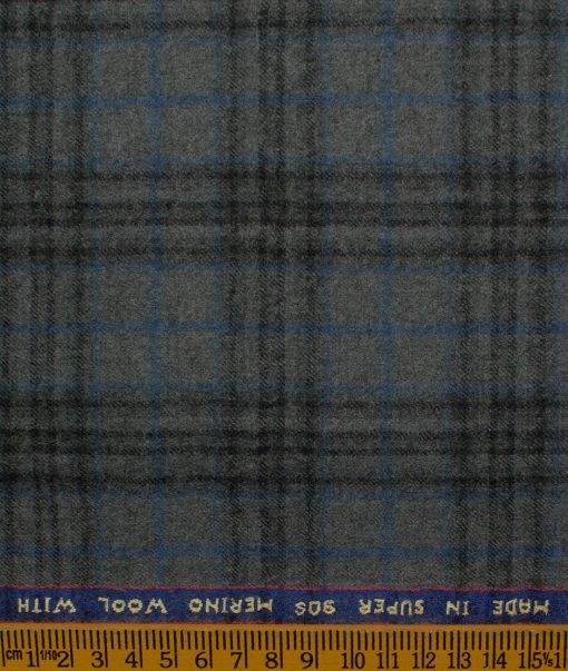 Raymond Men's Wool Checks Fine 2.20 Meter Unstitched Tweed Jacketing & Blazer Fabric (Grey)