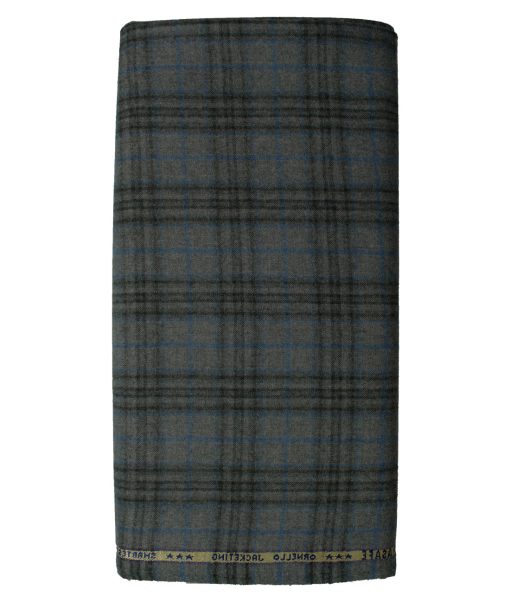 Raymond Men's Wool Checks Fine 2.20 Meter Unstitched Tweed Jacketing & Blazer Fabric (Grey)