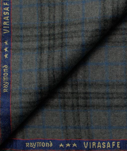 Raymond Men's Wool Checks Fine 2.20 Meter Unstitched Tweed Jacketing & Blazer Fabric (Grey)
