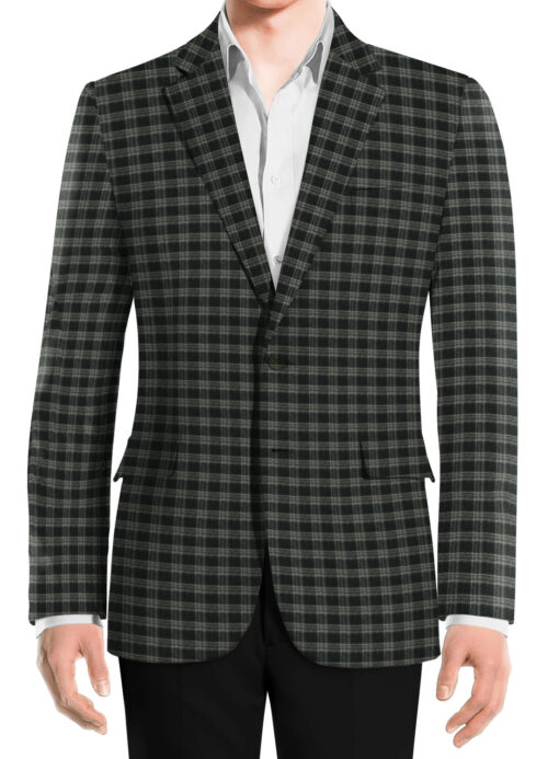 Raymond Men's Wool Checks Fine 2.20 Meter Unstitched Tweed Jacketing & Blazer Fabric (Black)