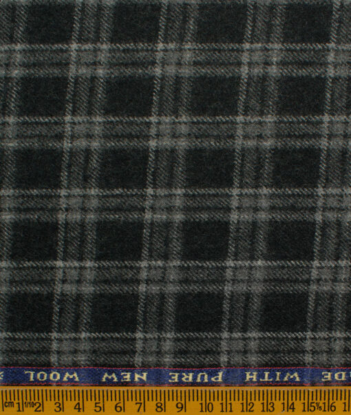 Raymond Men's Wool Checks Fine 2.20 Meter Unstitched Tweed Jacketing & Blazer Fabric (Black)