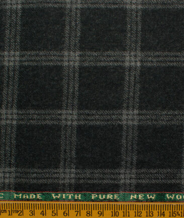 Raymond Men's Wool Checks Fine 2.20 Meter Unstitched Tweed Jacketing & Blazer Fabric (Black)