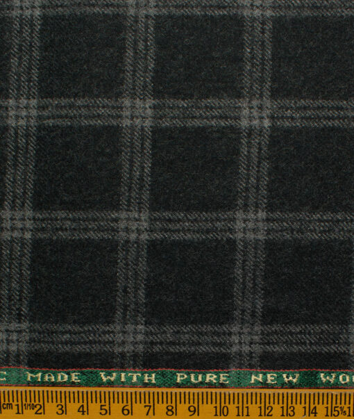 Raymond Men's Wool Checks Fine 2.20 Meter Unstitched Tweed Jacketing & Blazer Fabric (Black)