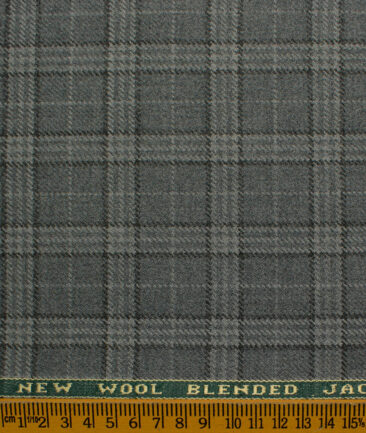 Raymond Men's Wool Checks Medium 2.20 Meter Unstitched Tweed Jacketing & Blazer Fabric (Light Grey)