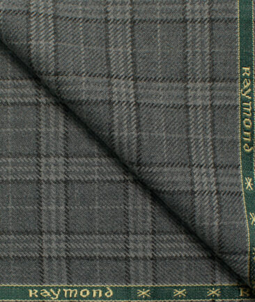 Raymond Men's Wool Checks Medium 2.20 Meter Unstitched Tweed Jacketing & Blazer Fabric (Light Grey)