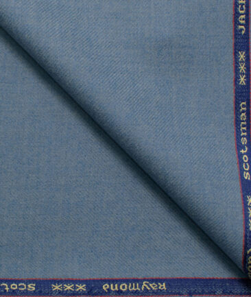 Raymond Men's Wool Solids Medium 2.20 Meter Unstitched Tweed Jacketing & Blazer Fabric (Sky Blue)