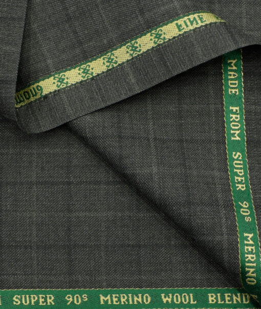 Raymond Men's Wool Checks Super 90's 3.75 Meter Unstitched Suiting Fabric (Worsted Grey)