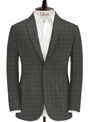 Raymond Men's Wool Checks Super 90's 3.75 Meter Unstitched Suiting Fabric (Worsted Grey)