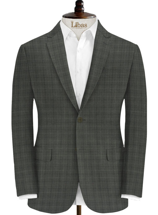 Raymond Men's Wool Checks Super 90's 3.75 Meter Unstitched Suiting Fabric (Worsted Grey)