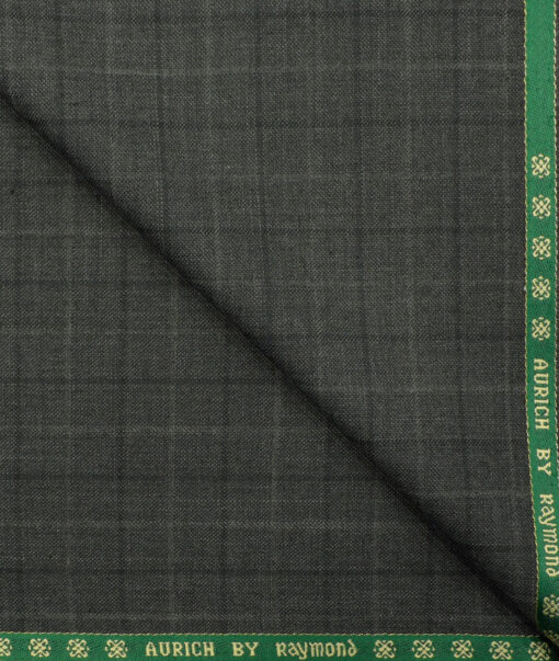 Raymond Men's Wool Checks Super 90's 3.75 Meter Unstitched Suiting Fabric (Worsted Grey)