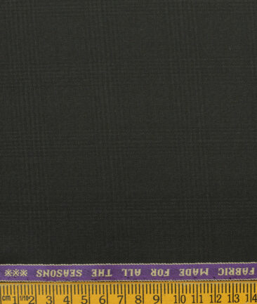 Raymond Men's Wool Checks Monza Prime3.75 Meter Unstitched Suiting Fabric (Brownish Black)
