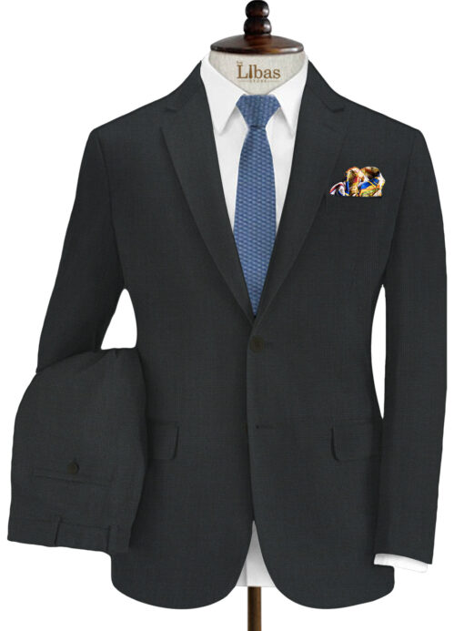 Raymond Men's Wool Checks Monza Prime 3.75 Meter Unstitched Suiting Fabric (Dark Blue)
