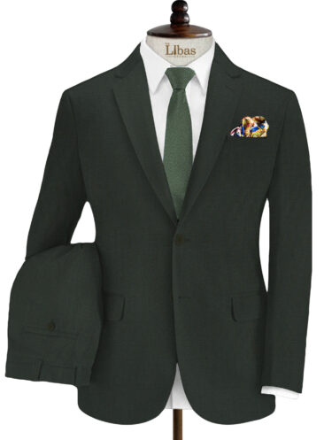 Raymond Men's Wool Checks Monza Prime 3.75 Meter Unstitched Suiting Fabric (Dark Green)