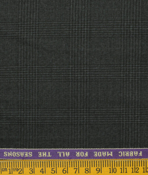 Raymond Men's Wool Checks Monza Prime 3.75 Meter Unstitched Suiting Fabric (Dark Grey)