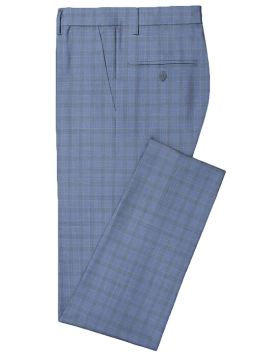 Raymond Men's Wool Checks Virasafe3.75 Meter Unstitched Suiting Fabric (Sky Blue)