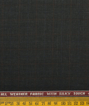 Raymond Men's Wool Checks Techno Smart 3.75 Meter Unstitched Suiting Fabric (Worsted Black)