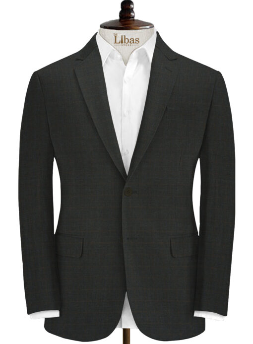 Raymond Men's Wool Checks Techno Smart 3.75 Meter Unstitched Suiting Fabric (Worsted Black)
