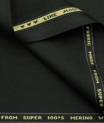 Raymond Men's Wool Solids 3.75 Meter Unstitched Suiting Fabric (Black)