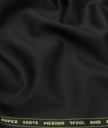 Raymond Men's Wool Solids 3.75 Meter Unstitched Suiting Fabric (Black)