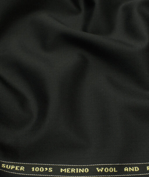 Raymond Men's Wool Solids 3.75 Meter Unstitched Suiting Fabric (Black)