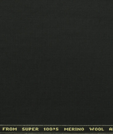 Raymond Men's Wool Solids 3.75 Meter Unstitched Suiting Fabric (Black)
