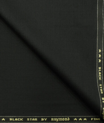 Raymond Men's Wool Solids 3.75 Meter Unstitched Suiting Fabric (Black)