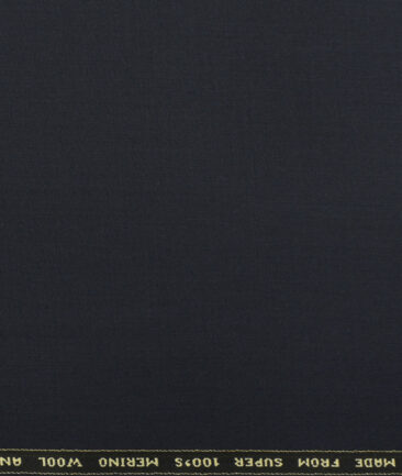 Raymond Men's Wool Solids 3.75 Meter Unstitched Suiting Fabric (Dark Blue)